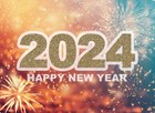 Nieuwjaar kaart 2024 happy new year vuurwerk